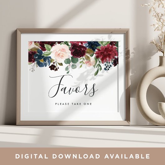 Radiant Bloom Wedding Favor Sign Poster