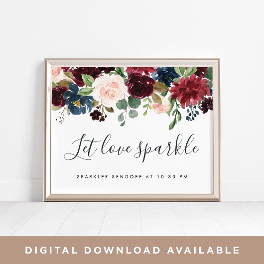 Radiant Bloom Wedding Sparkler Sendoff Sign Poster