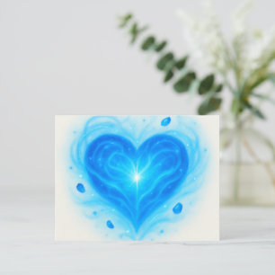 Radiant Blue Heart Wenskaart - Spiritueel licht Briefkaart