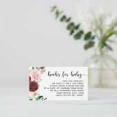 Radiant Blush Burgundy Floral Book Request Insert Informatiekaartje (Staand voorkant)