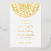 Radiant Crescent Moon Splendid Mandala Wedding Folie Uitnodiging (Voorkant)