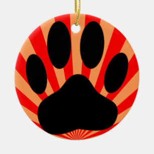 Radiant Dog Paw Print Keramisch Ornament