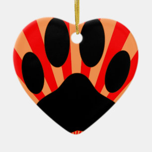 Radiant Dog Paw Print Keramisch Ornament