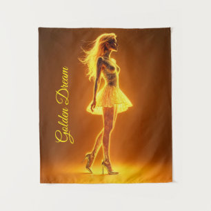 Radiant fantasiemodel lichtgevende gouden gloed wandkleed