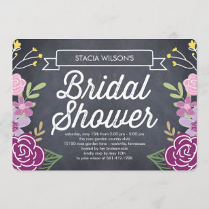 Radiant Floral Bridal Shower Invitation - Paars Kaart