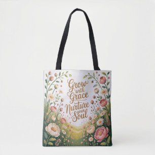 Radiant Floral Burst groeien met Grace Quote Draagtas
