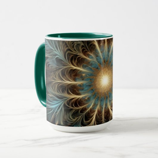 Radiant Fractal Flower Mok (Voorkant links)
