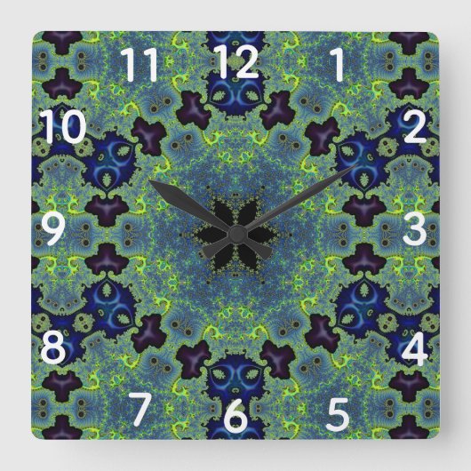 Radiant Fractal Symphony Vierkante Klok (Voorkant)