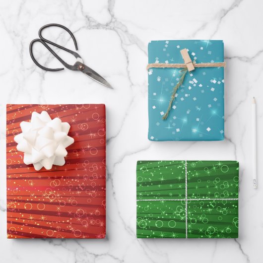 Radiant Glitter Wrapping Paper - Set van 3 vellen (Voorkant)