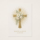 Radiant Gold Cross Wedding Blessing Prayer (Devant)