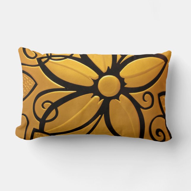 Radiant Golden Yellow Floral Design Kussen (Voorkant)