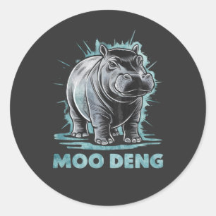 Radiant Hippo Moo Deng Ronde Sticker
