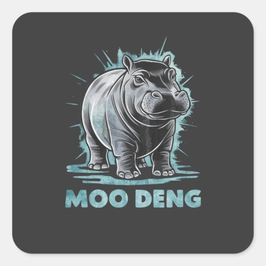 Radiant Hippo Moo Deng Vierkante Sticker (Voorkant)