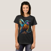 Radiant Hummingbird: Fire & Ice Line Art T-shirt (Voorkant volledig)