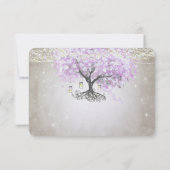 Radiant Lavender Heart Leaf Wedding RSVP Kaartje (Achterkant)