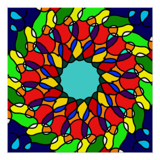 Radiant Mandala Art: Glanzende, kleurrijke muur Perfect Poster