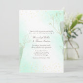 Radiant Mint Green Botanical Glitter Wedding Kaart (Staand voorkant)