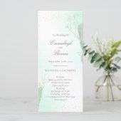 Radiant Mint Green Botanical Glitter Wedding Programma (Staand voorkant)