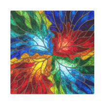 Radiant Mosaic Leafburst – Verre Cathédrale Métal