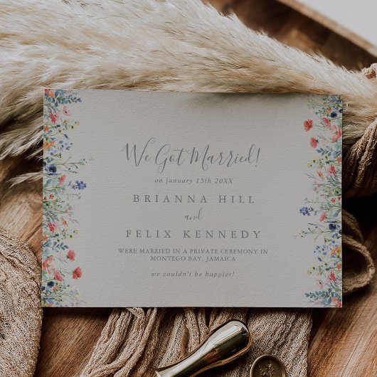 Radiant Multicolor Wildflower Elopement Aankondiging