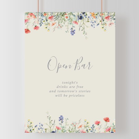 Radiant Multicolor Wildflower Wedding Open Bar Poster