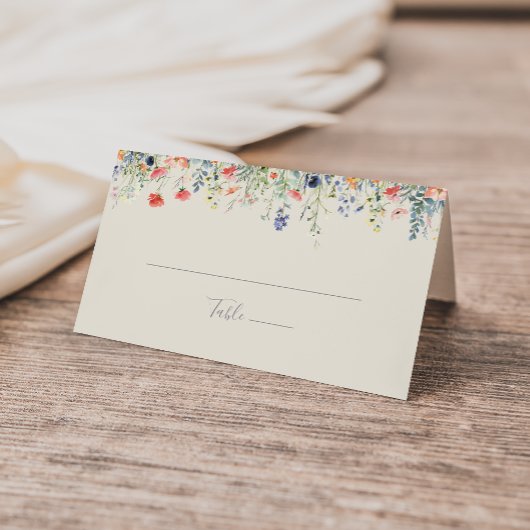 Radiant Multicolor Wildflower Wedding Place Card