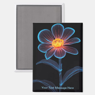 Radiant Neon Glow Flower Art Magneet