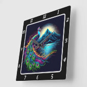 Radiant Neon Peacock Vierkante Klok (Hoek)