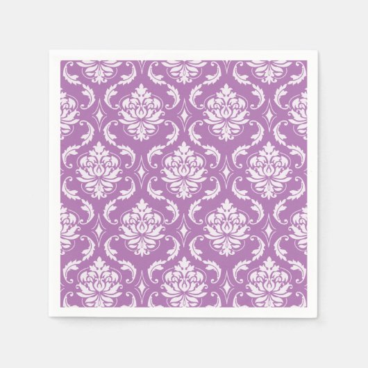 Radiant Orchid Classic Damask Patroon Servetten (Voorkant)
