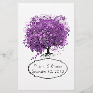 Radiant Orchid Heart Leaf Tree Wedding Briefpapier