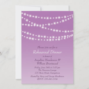 Radiant Orchid Twinkle Lights Rehearsal Dinner Kaart