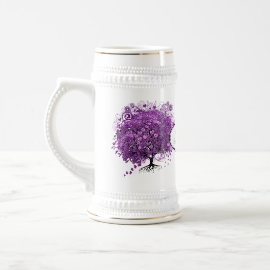 Radiant Paars Heart Leaf Tree Wedding Bierpul (Links)