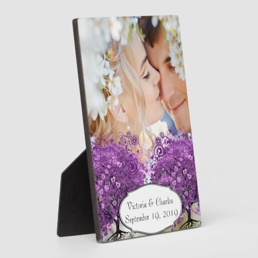 Radiant Paars Heart Leaf Tree Wedding Fotoplaat (Zijkant)