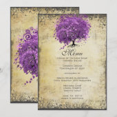 Radiant Paars Heart Leaf Tree Wedding Menu (Voorkant / Achterkant)