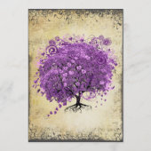 Radiant Paars Heart Leaf Tree Wedding Menu (Achterkant)