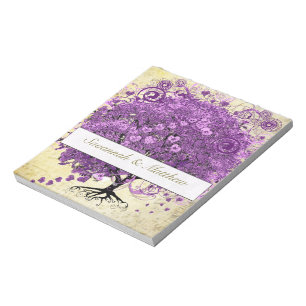 Radiant Paars Heart Leaf Tree Wedding Notitieblok