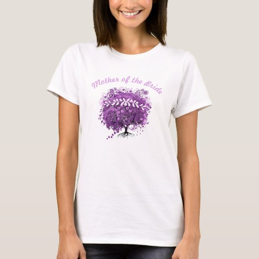 Radiant Paars Heart Leaf Tree Wedding T-shirt (Voorkant)