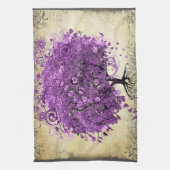 Radiant Paars Heart Leaf Tree Wedding Theedoek (Verticaal)