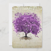 Radiant Paars Mason Jar Firefly Heart Leaf Tree Kaart (Achterkant)