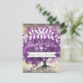 Radiant Paars-Romantic Heart Leaf Wedding Bedankkaart (Staand voorkant)