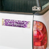 Radiant Paars-Romantic Heart Leaf Wedding Bumpersticker (Op Truck)