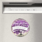 Radiant Paars-Romantic Heart Leaf Wedding Magneet (Insitu (Vaatwasser))