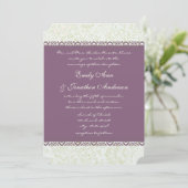 Radiant Paarse  Damask Wedding Kaart (Staand voorkant)