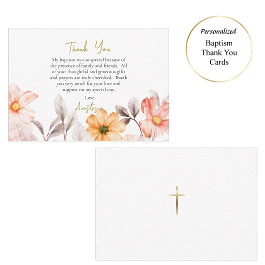 Radiant Pastel Spring Flowers Orthodox Baptism     Bedankkaart