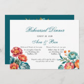 Radiant Peony Bouquet repetitie diner Kaart (Voorkant / Achterkant)