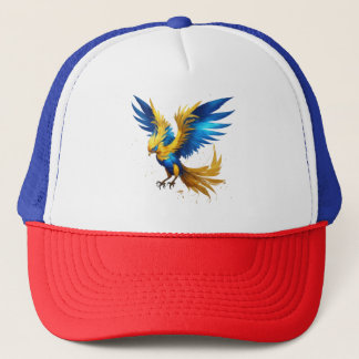 Radiant Phoenix Sky T-Shirt: Blauw & Geel Beauty Trucker Pet