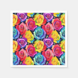 Radiant rainbow roses, floral pattern servet