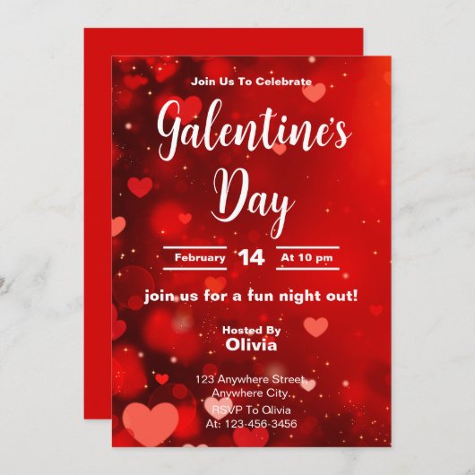 Radiant Red Galentine's Day Out Invitation (Devant / Derrière)