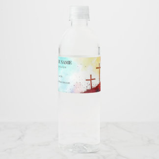 Radiant Redemption Watercolor Church Water Label Waterfles Etiket