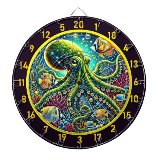 Radiant Reefs Octopus Dartboard Dartbord (Voorkant)